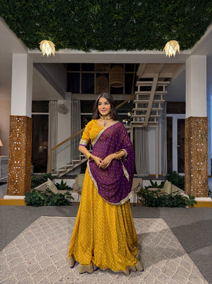 Vasant fulwari Bandhani Lehenga