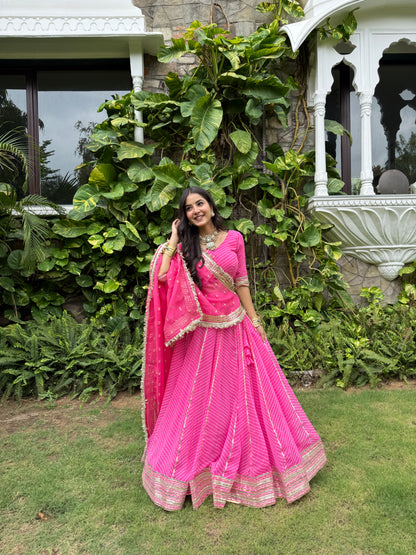 Priya Pink Leheriya Lehenga