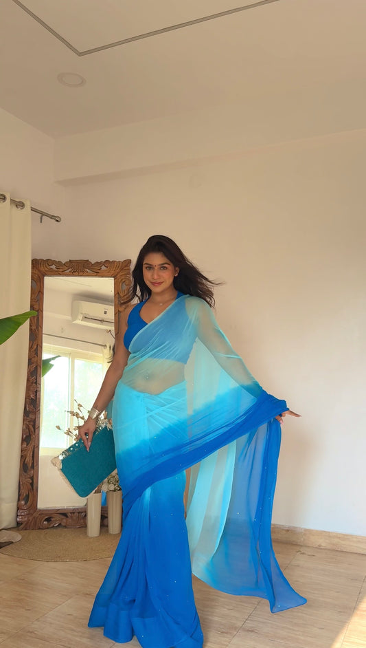 Suhani Blue Chiffon Saree