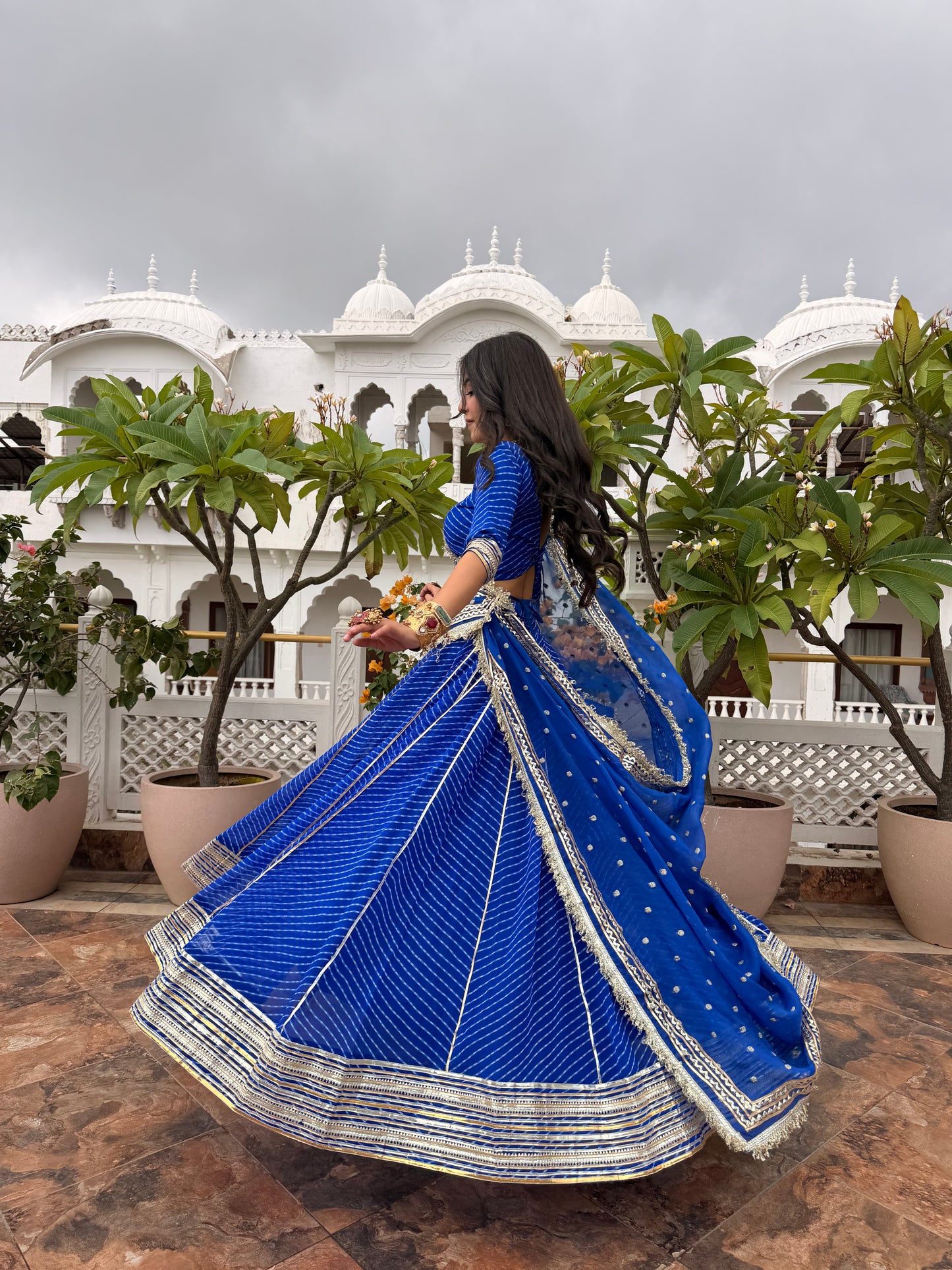Priya Blue Leheriya Lehenga