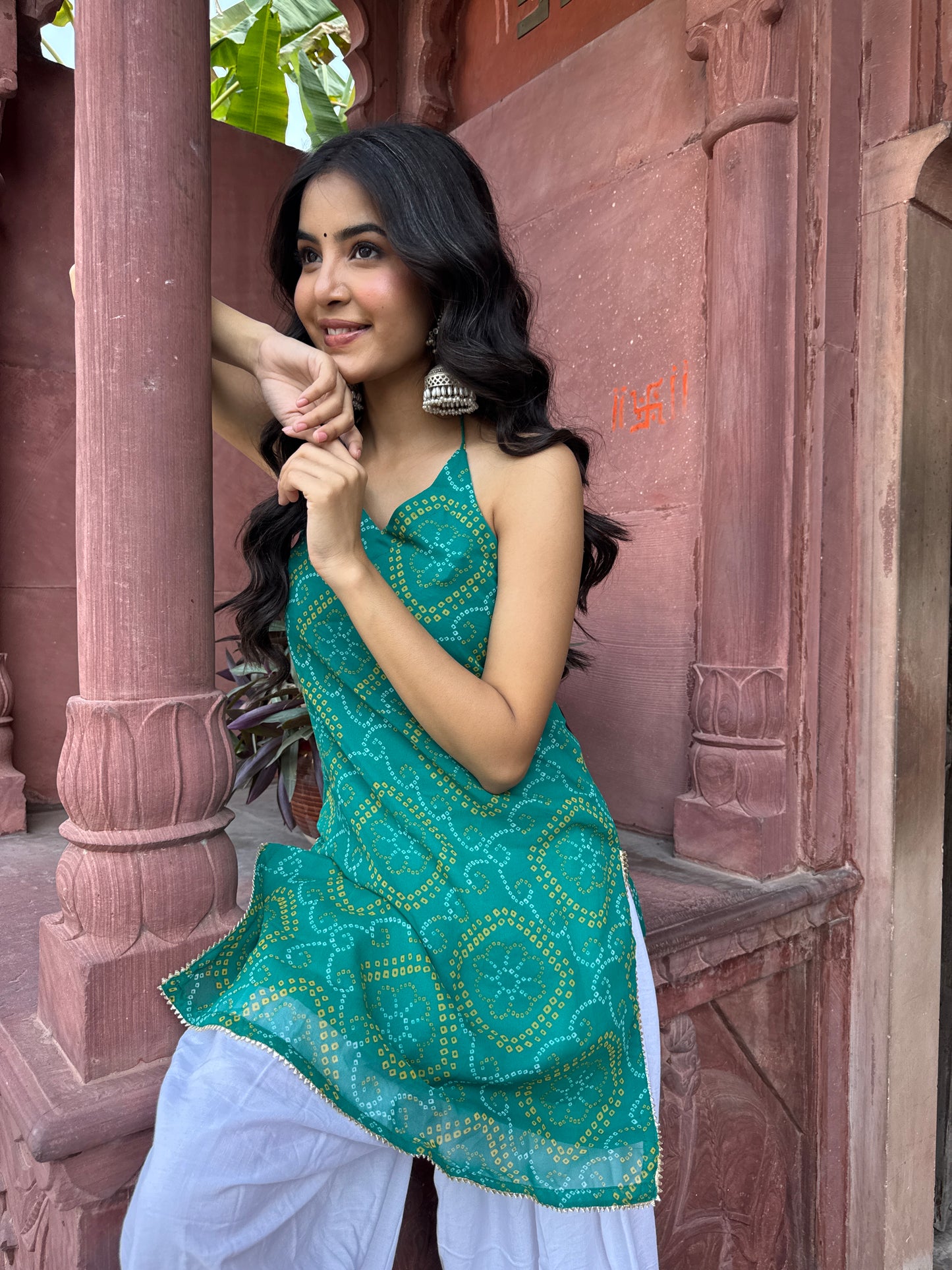 Teena Green Bandhani Farshi Set
