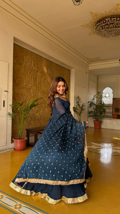 Maskkali Teal Anarkali Gown