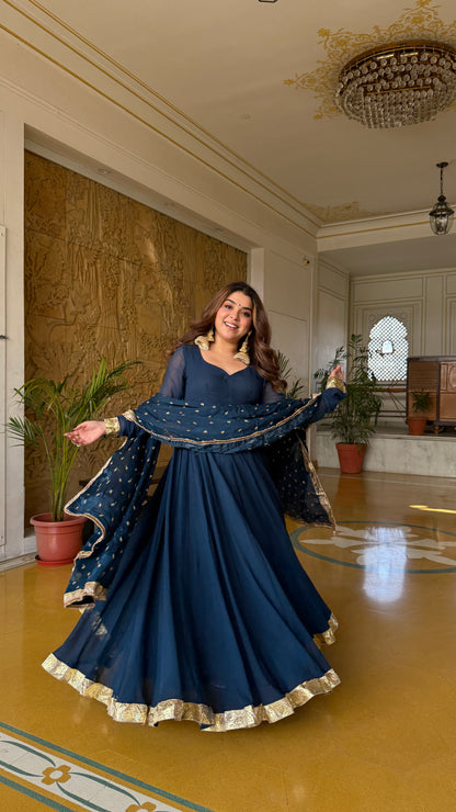 Maskkali Teal Anarkali Gown
