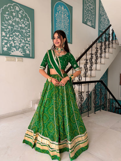 Shweta Green Bandhani Lehenga
