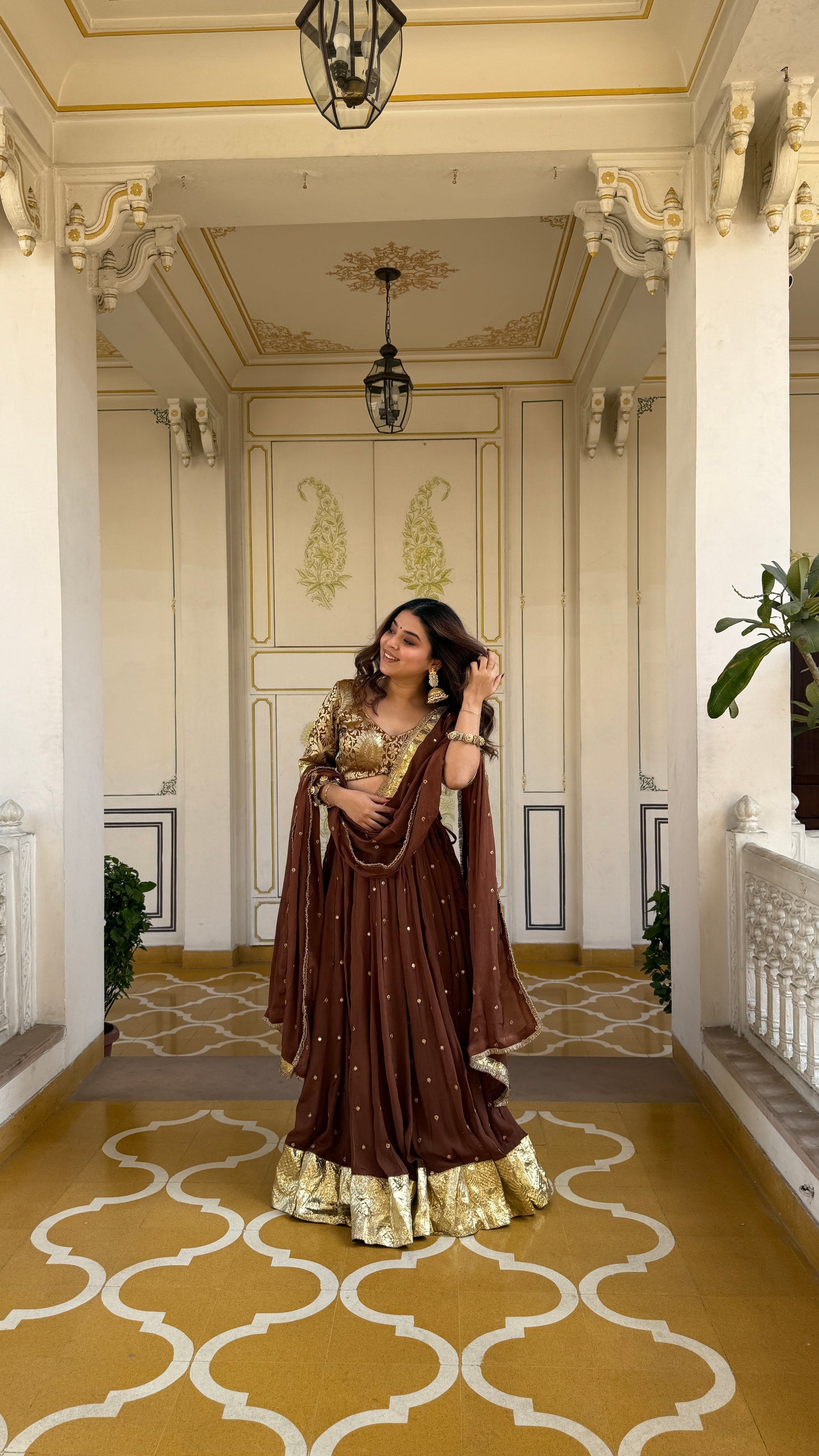 Durva Brown Lehenga