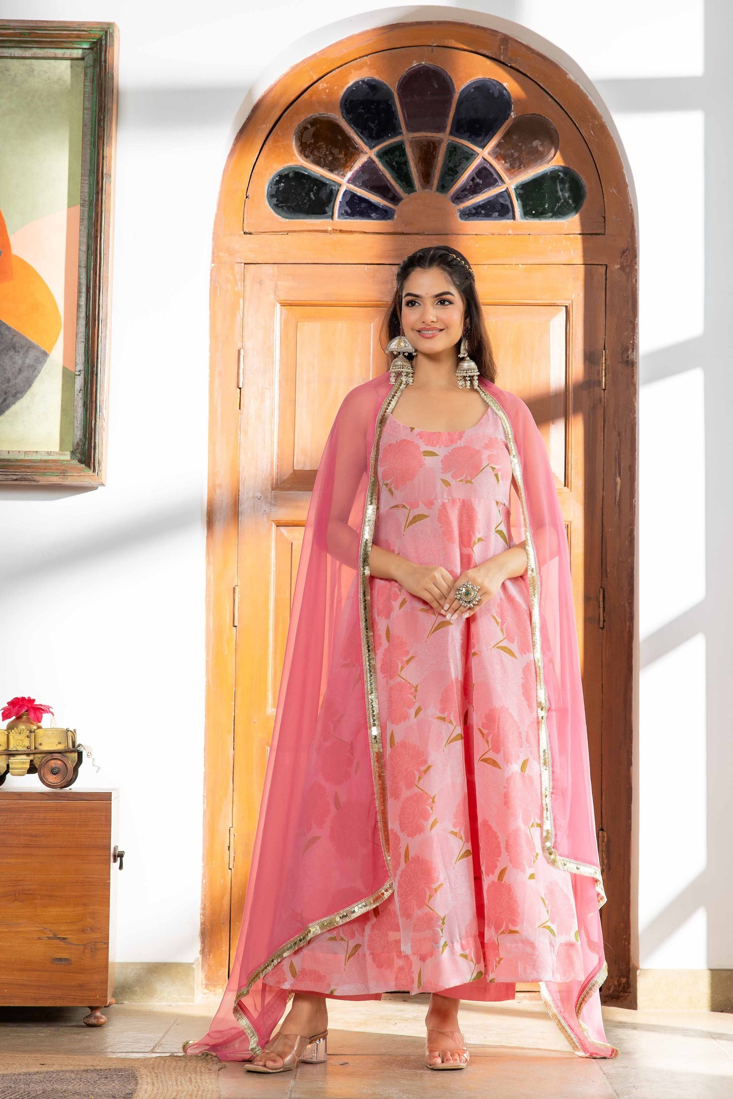 Aneet Pink Chiffon Suit Set