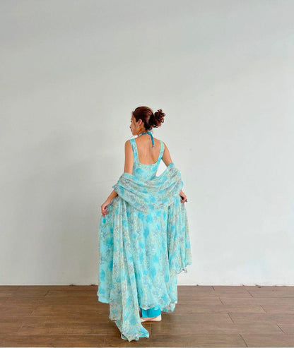 Advaita Sky Chiffon Anarkali Set