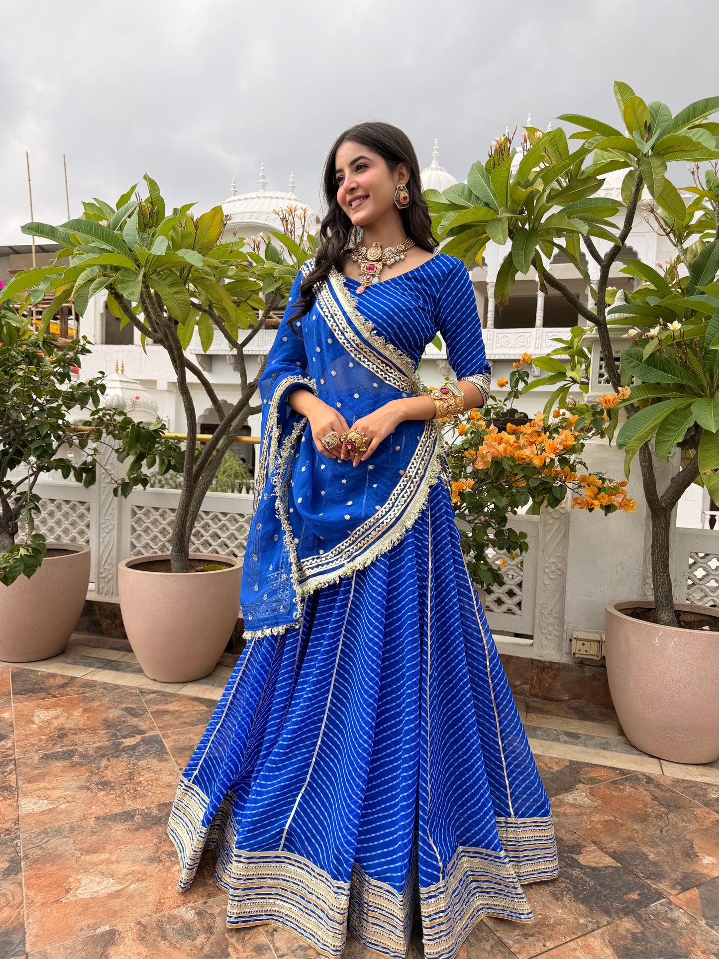 Priya Blue Leheriya Lehenga