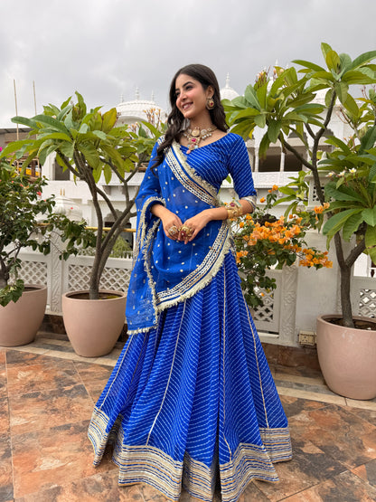 Priya Blue Leheriya Lehenga