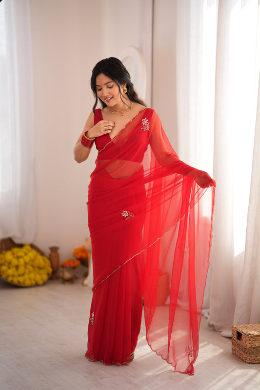 Gulnaar Georgette Handwork Saree