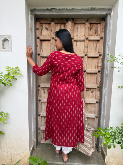 NEEMA RED KURTA SET