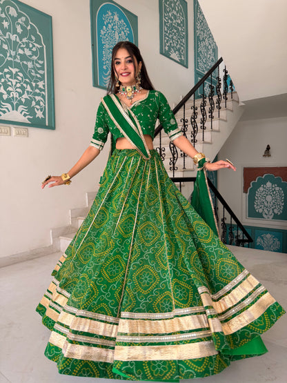 Shweta Green Bandhani Lehenga