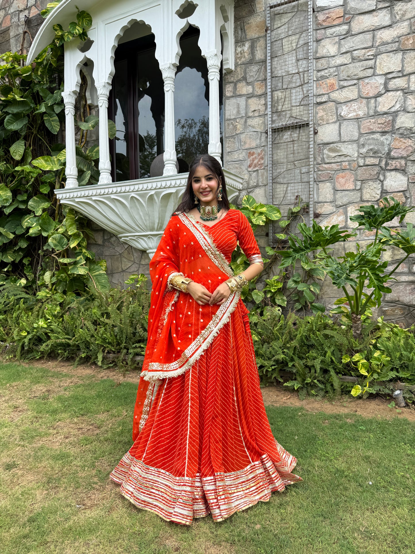 Priya Orange Leheriya Lehenga