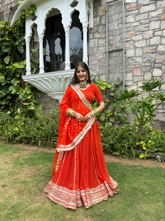 Priya Orange Leheriya Lehenga
