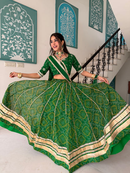 Shweta Green Bandhani Lehenga
