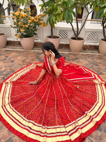 Shweta Red Bandhani Lehenga