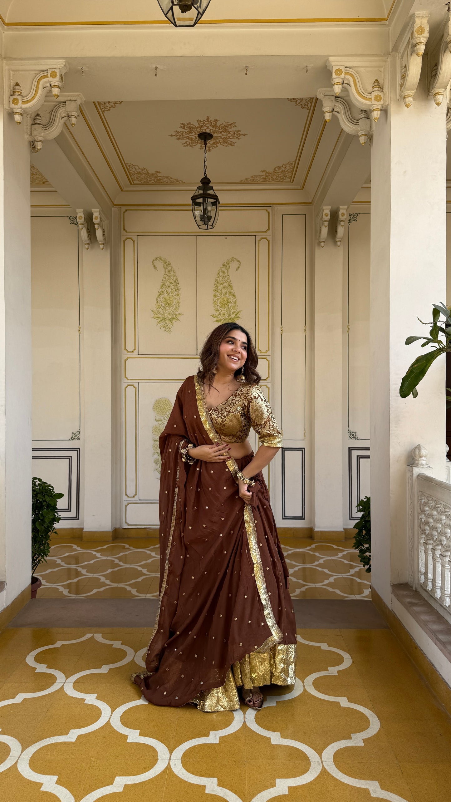 Durva Brown Lehenga