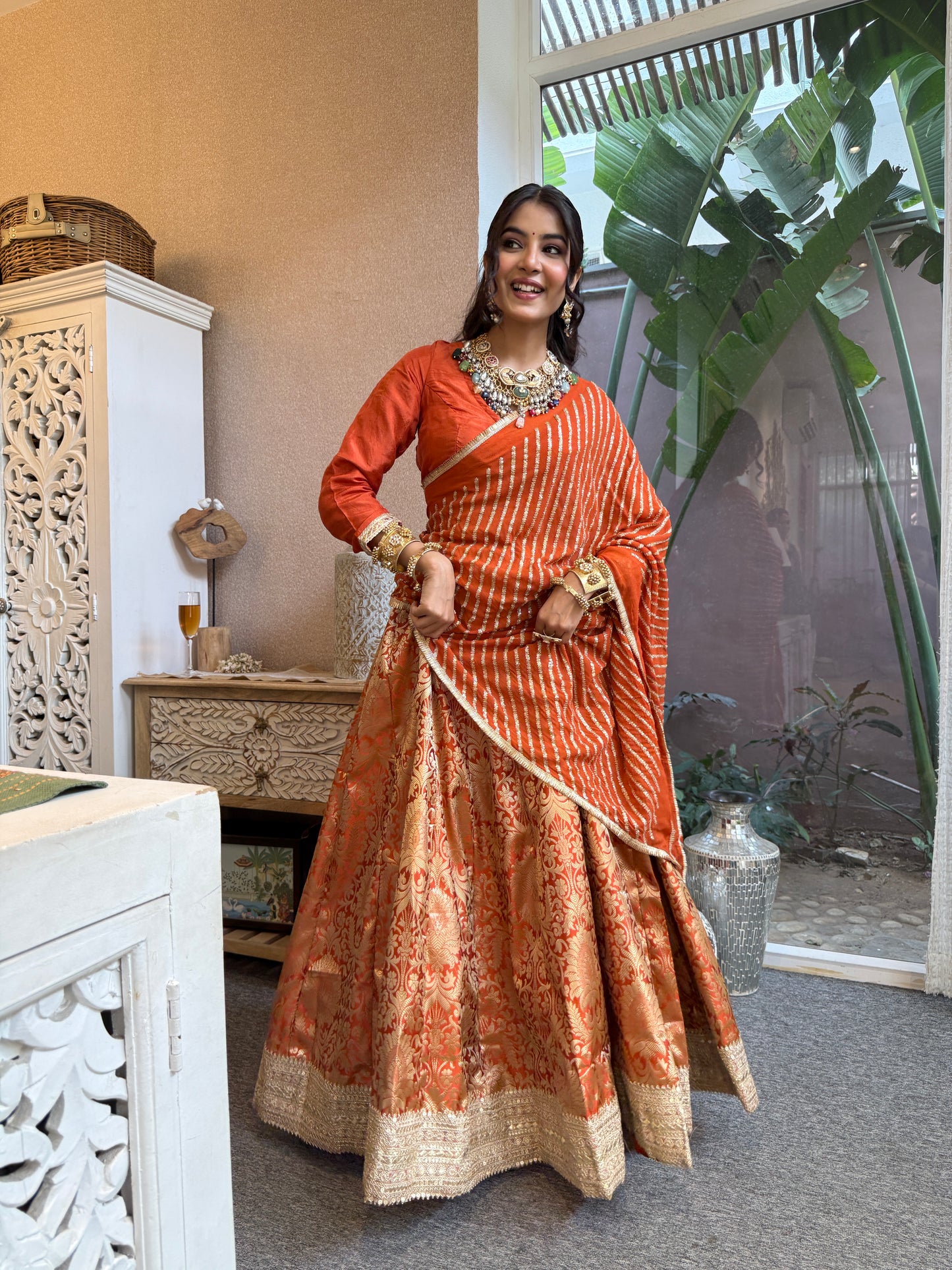 Simran Rust Lehenga