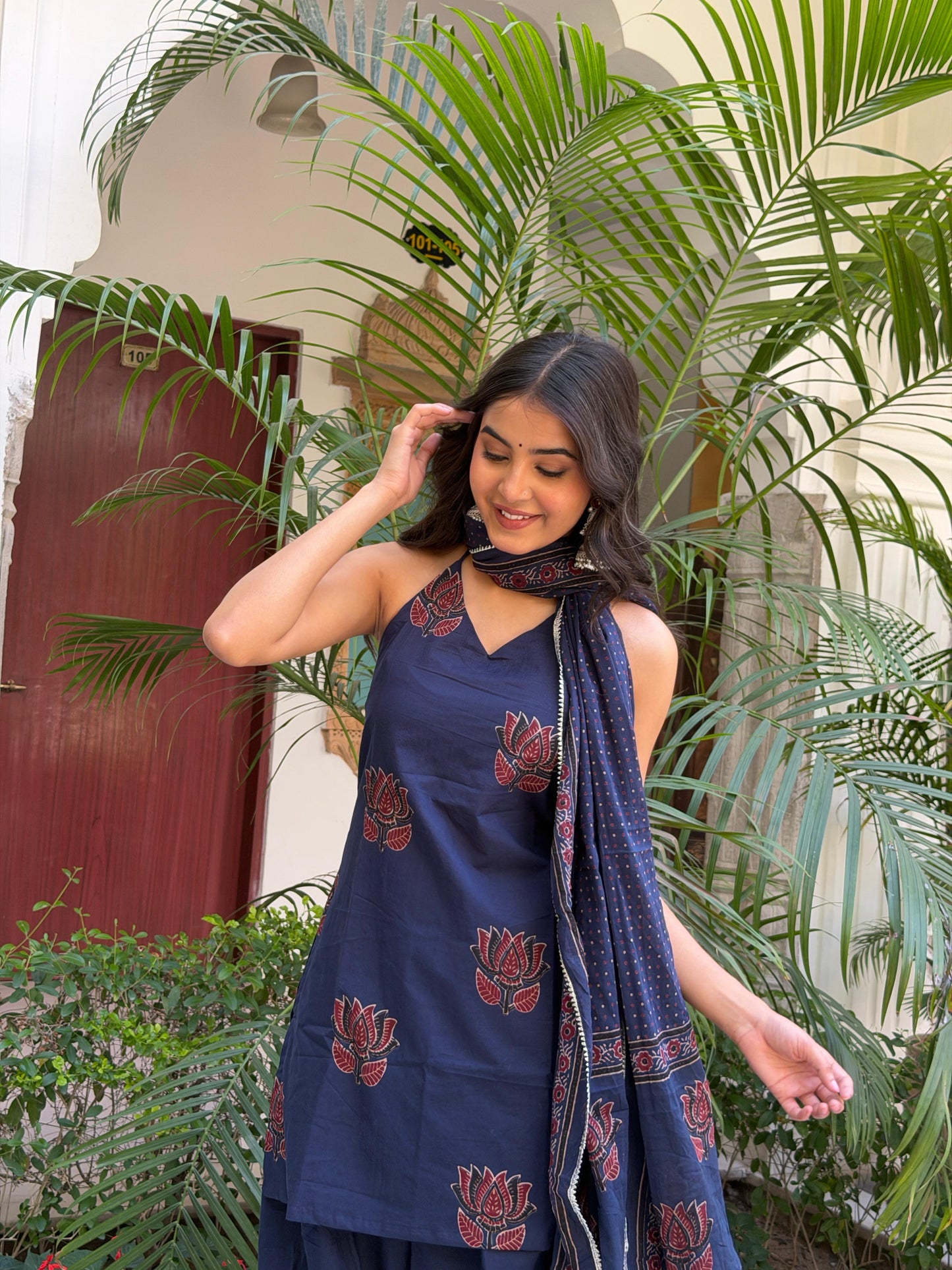 Lotus Blue Cotton Farshi Set