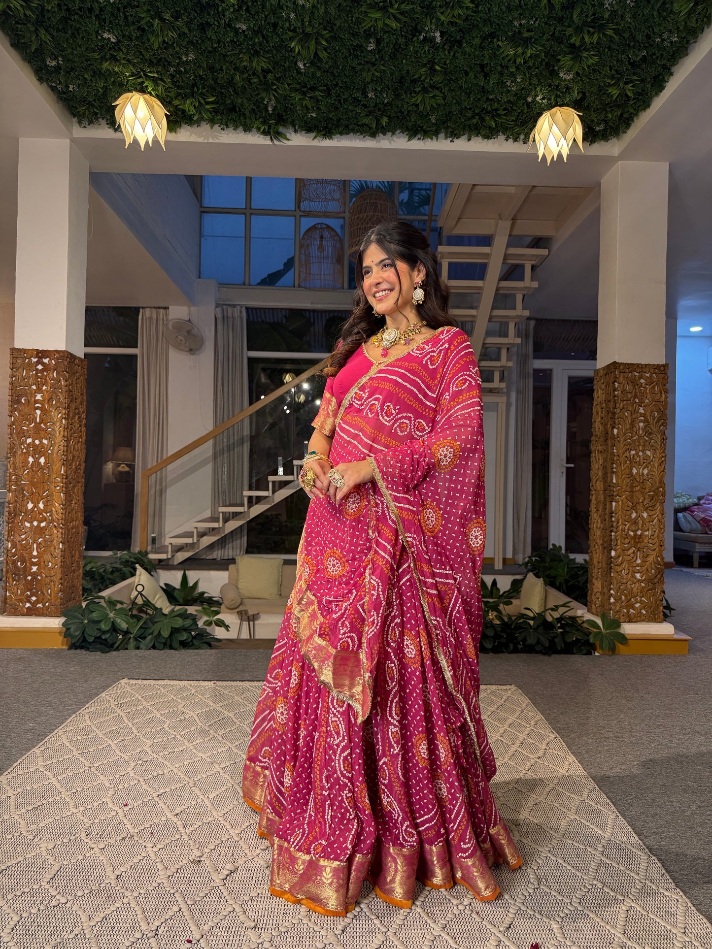 Falguni Pink Bandhani Lehenga