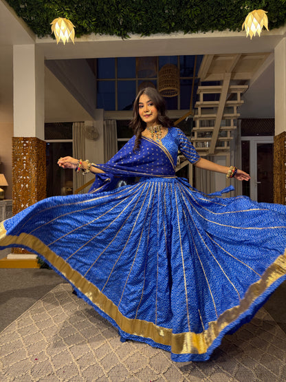 Kamakshi Blue Bandhani Lehenga