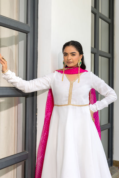 Gulawat White Anarkali Set