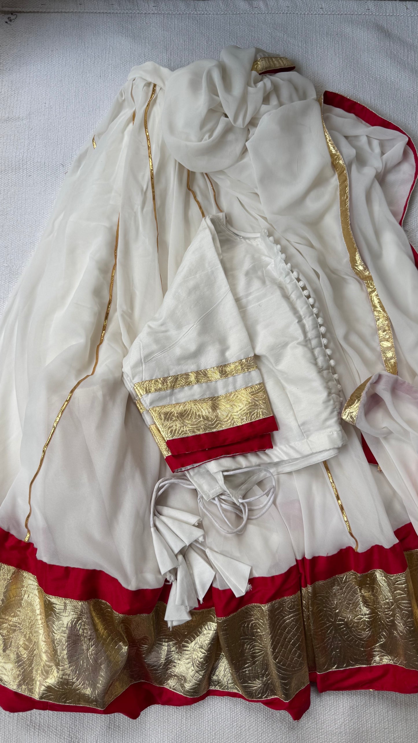 Hansini White Red Lehenga Set