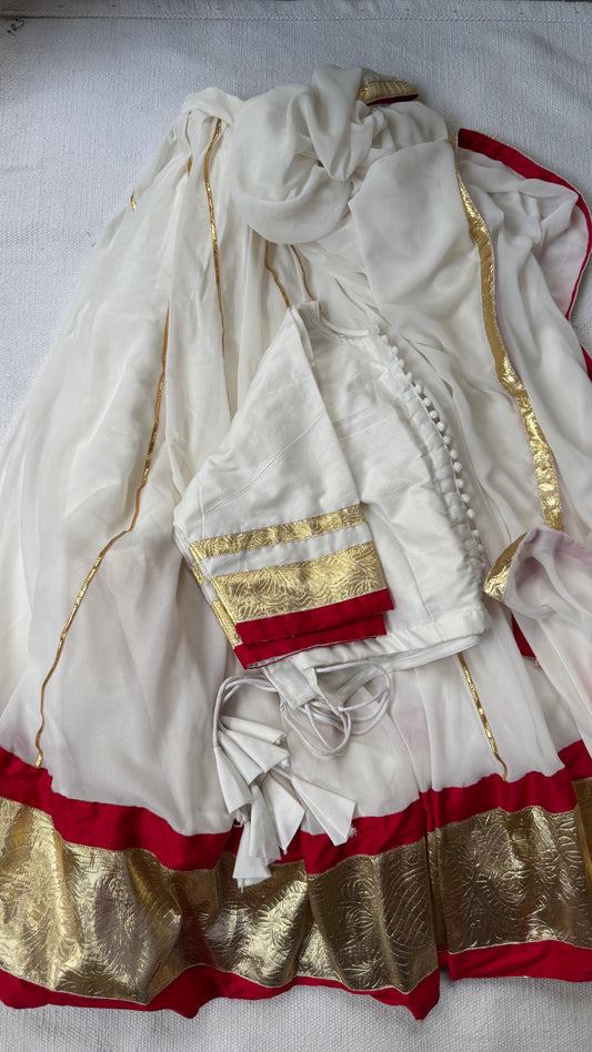 Hansini White Red Lehenga Set