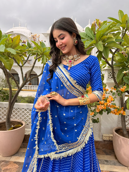 Priya Blue Leheriya Lehenga