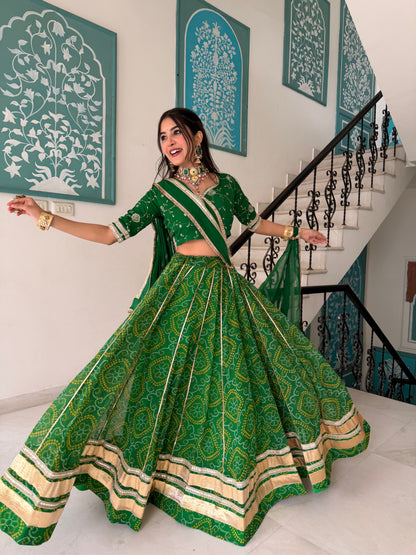 Shweta Green Bandhani Lehenga