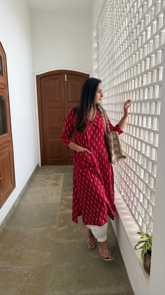 NEEMA RED KURTA SET