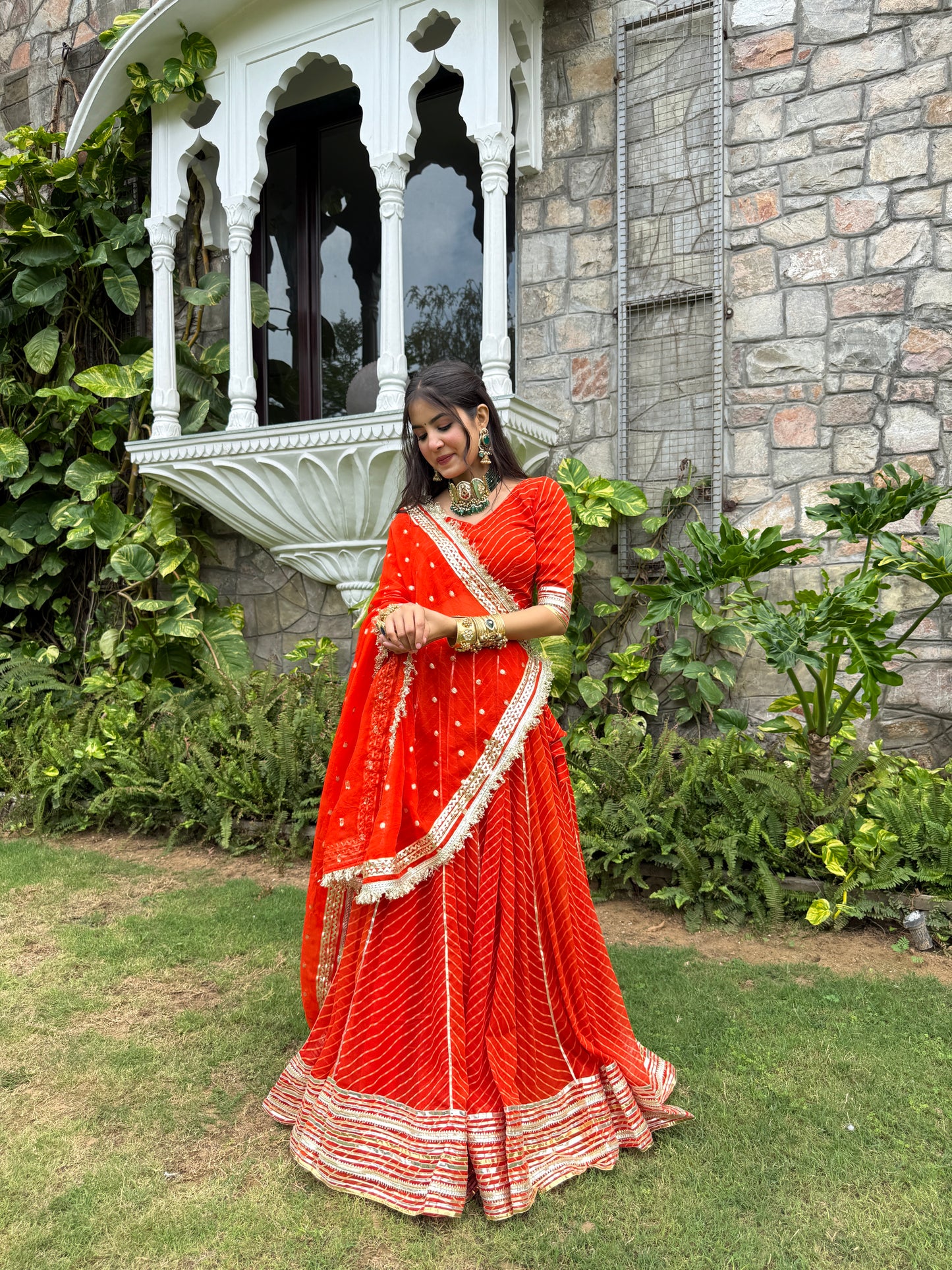 Priya Orange Leheriya Lehenga