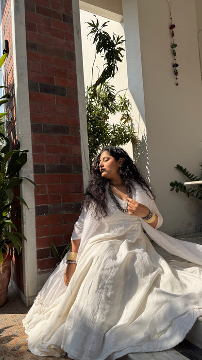 Pakhi White Angrakha Anarkali Set