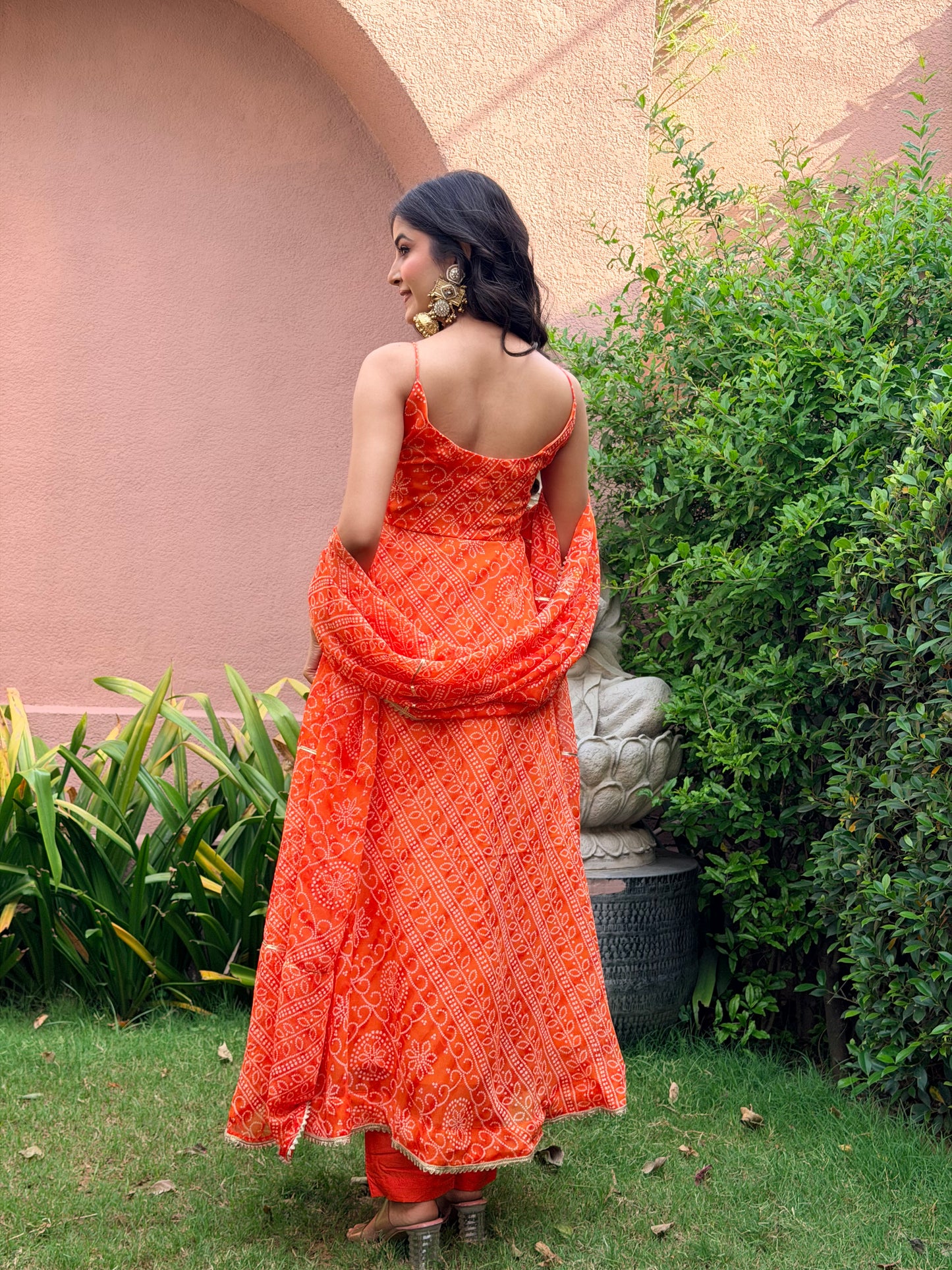 Kesar Bandhani Anarkali Set