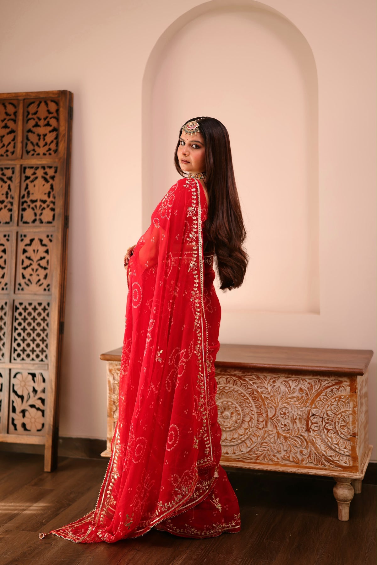 Tulsi Red Georgette Saree