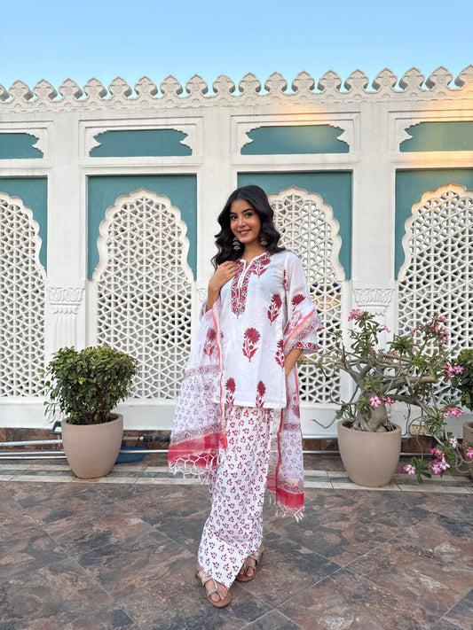Prakriti Red Handblock Farsi Set
