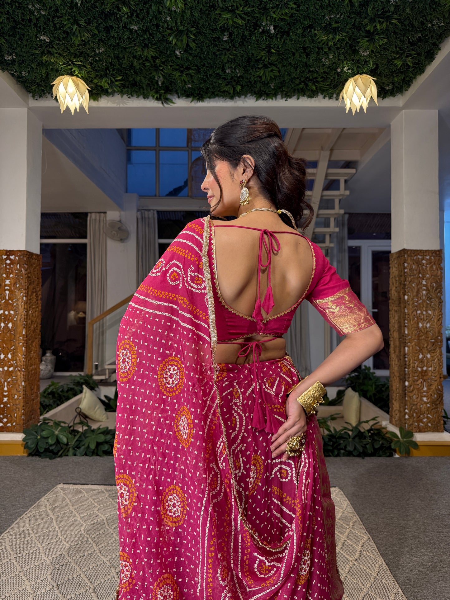 Falguni Pink Bandhani Lehenga
