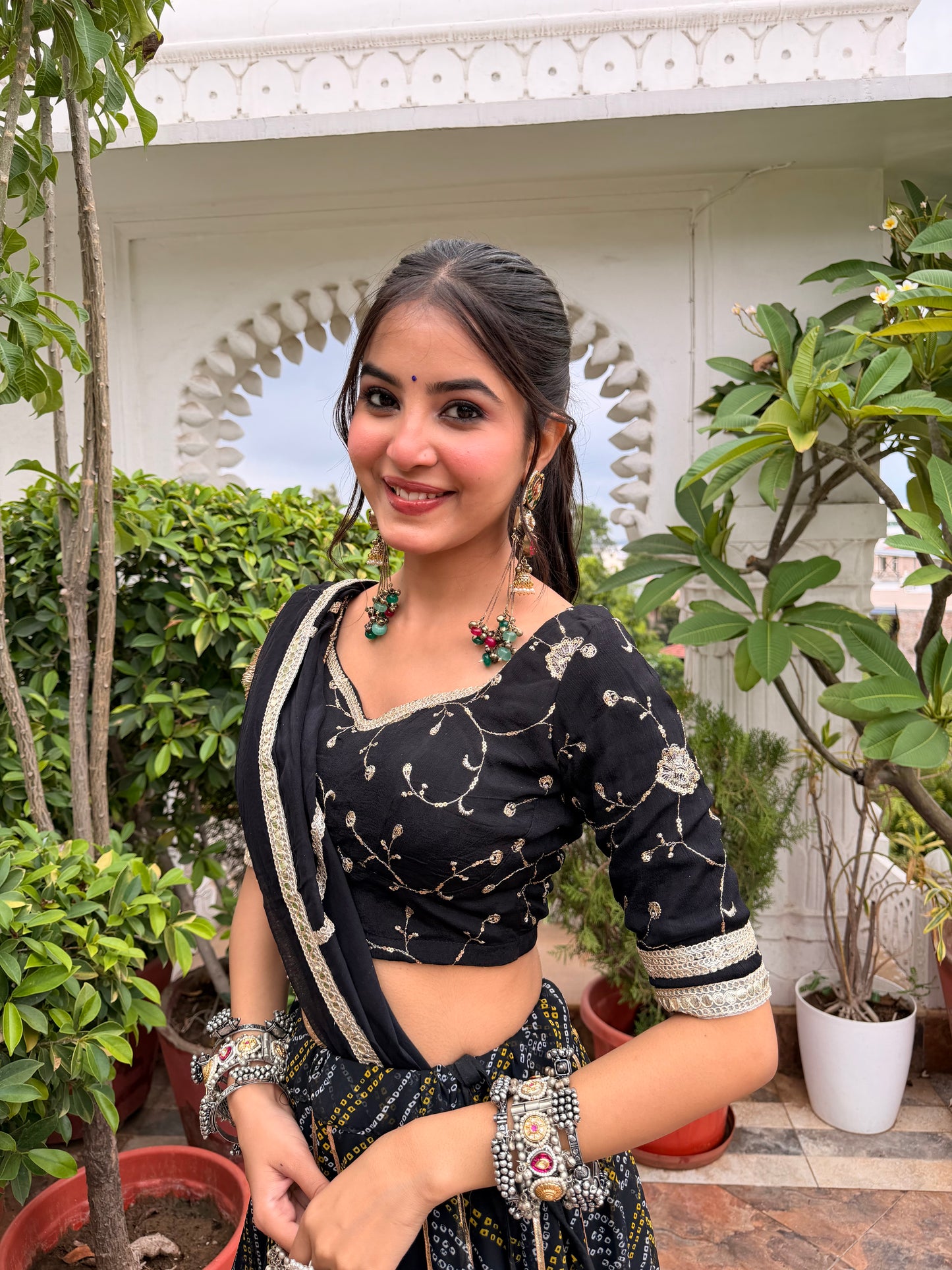 Ditya Black Bandhani Lehenga