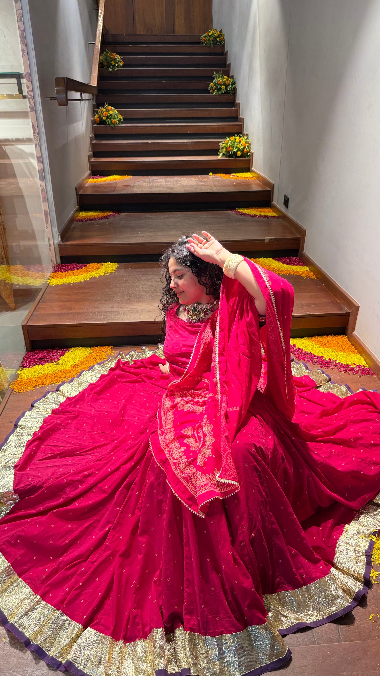 Hridya Pink Bandhani Lehenga Set