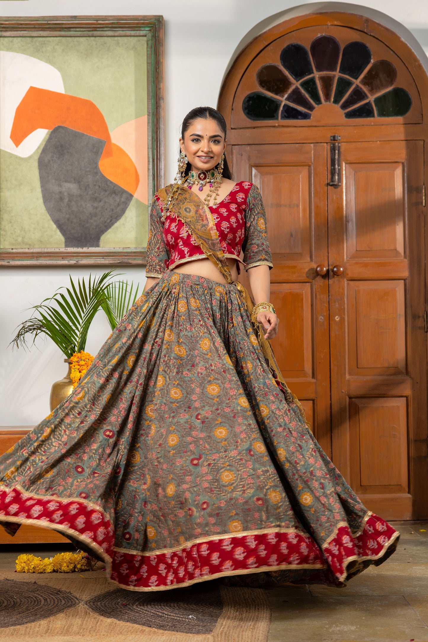 Urmi Handblock Lehenga
