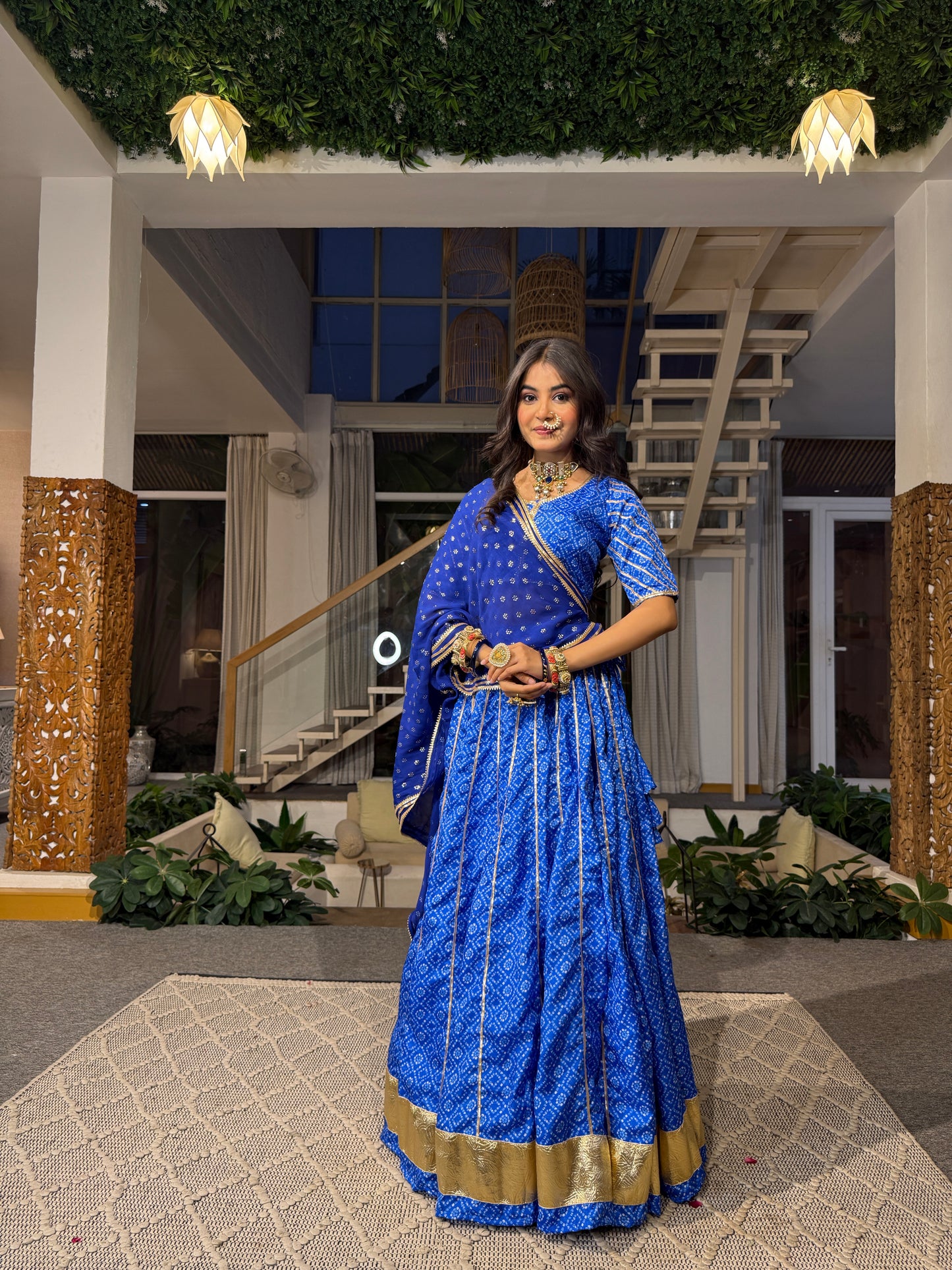 Kamakshi Blue Bandhani Lehenga