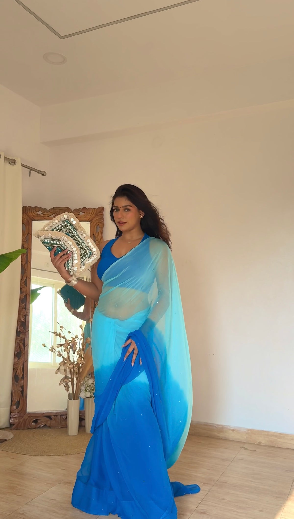 Suhani Blue Chiffon Saree