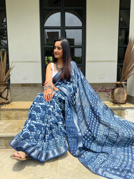 Neel Indigo Linen Saree (Teerth By Amaanyaa)