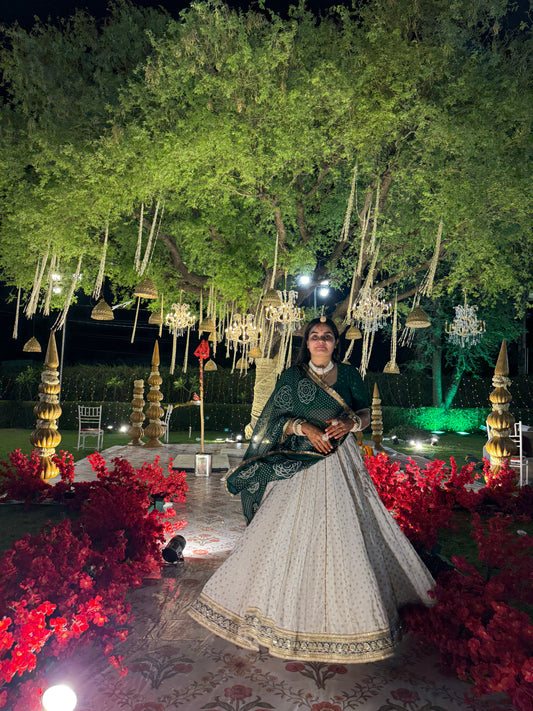 Paridhi Green Bandhani Lehenga