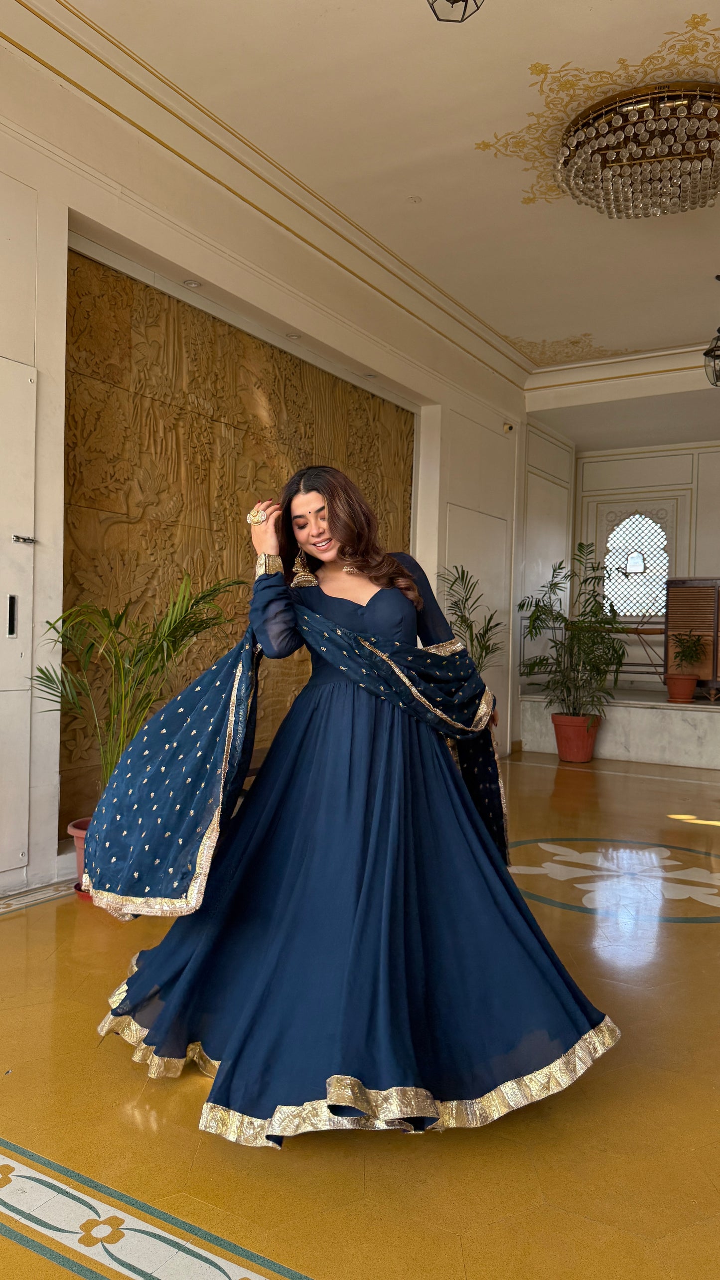 Maskkali Teal Anarkali Gown
