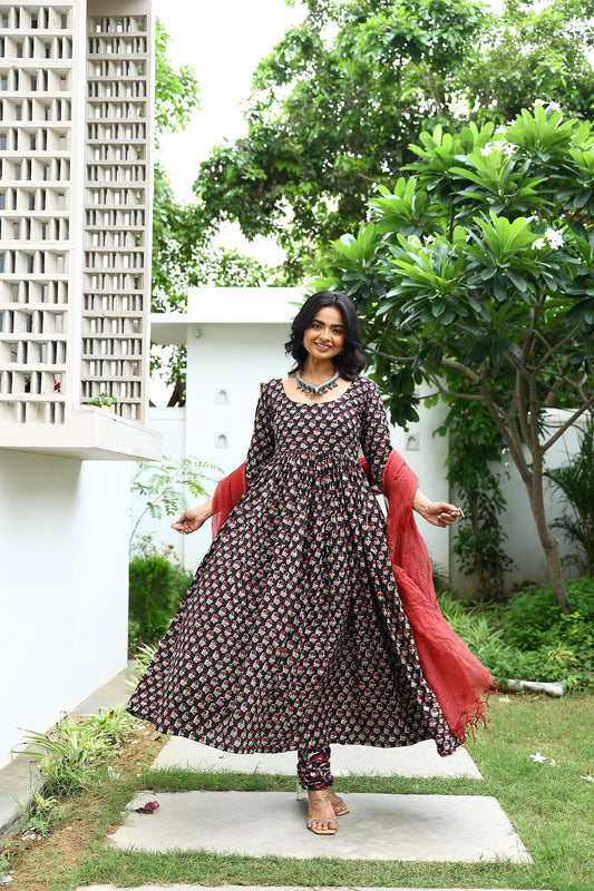 Naina Handblock Anarkali Set