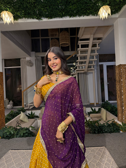 Vasant fulwari Bandhani Lehenga