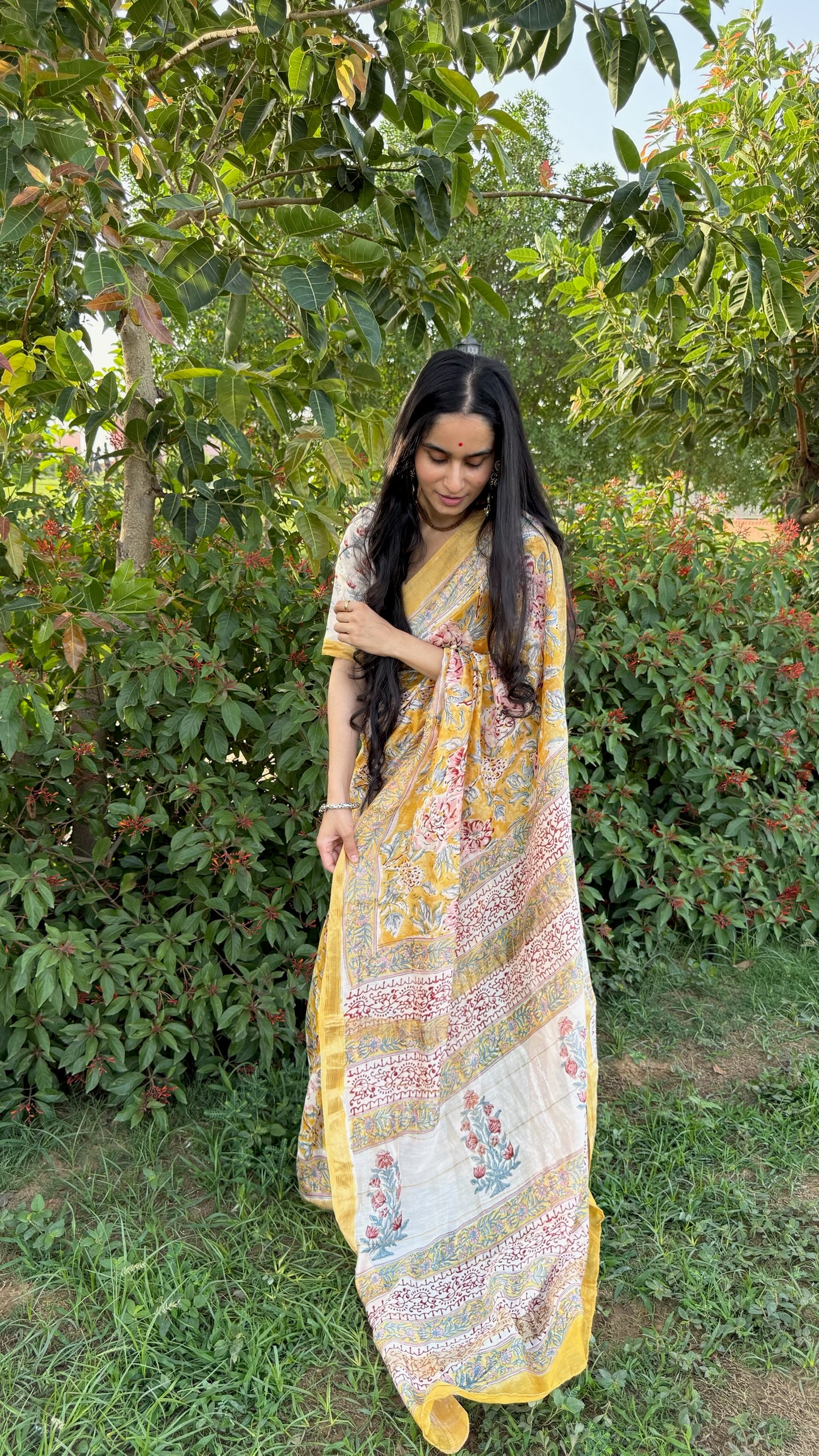 Nayab Handblock Maheshwari Saree (Teerth By Amaanyaa)