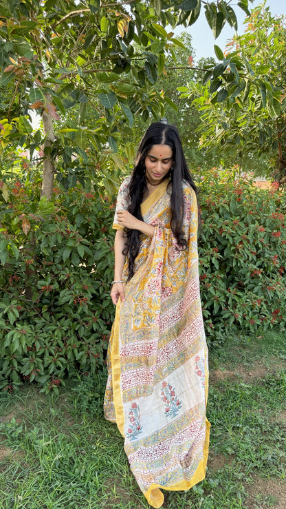 Nayab Handblock Maheshwari Saree (Teerth By Amaanyaa)