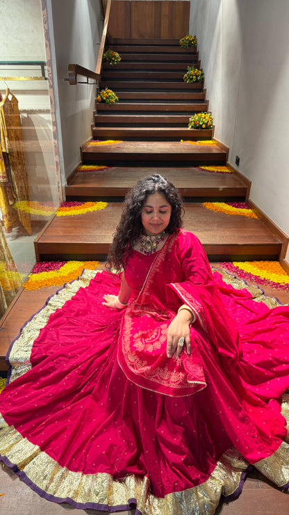 Hridya Pink Bandhani Lehenga Set